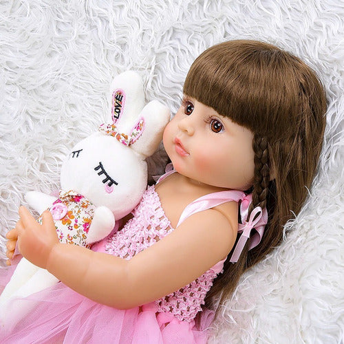 Brastoy Bonecas Bebe Reborn Menina 100% Silicone 55 Cm IG-520