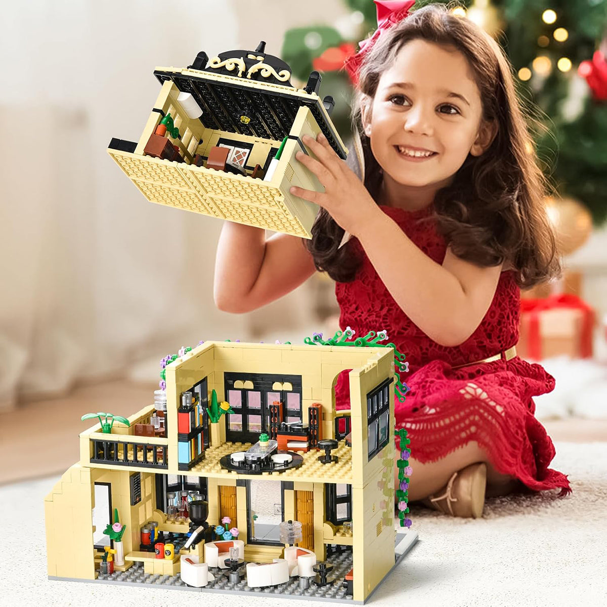 Blocos de Montar Construção Brinquedo STEM Arquitetura Edifício Casa de Café DIY 4.9mm Compatível (1443 Peças) KJ9045HJ