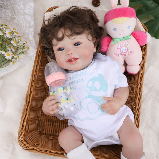 Brastoy Bebê Reborn Boneca 48cm Menina Sorridente Silicone Realista OTA-IG570CS