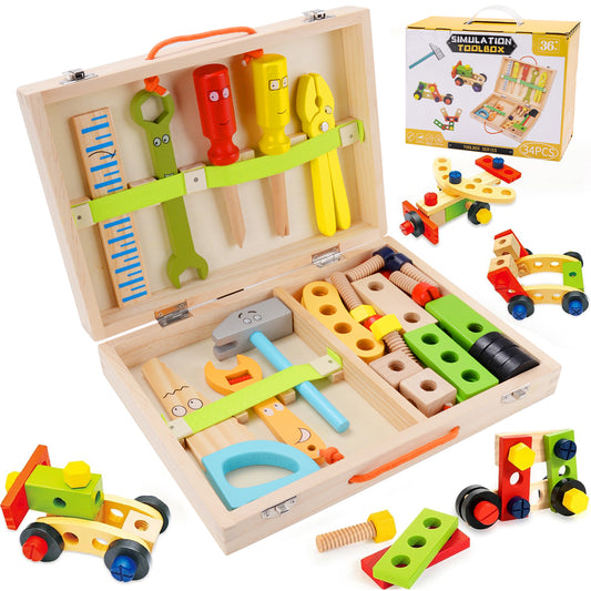 Brastoy Kit Caixa Maleta Madeira Infantil Com Ferramentas Montessori OTA-BM125