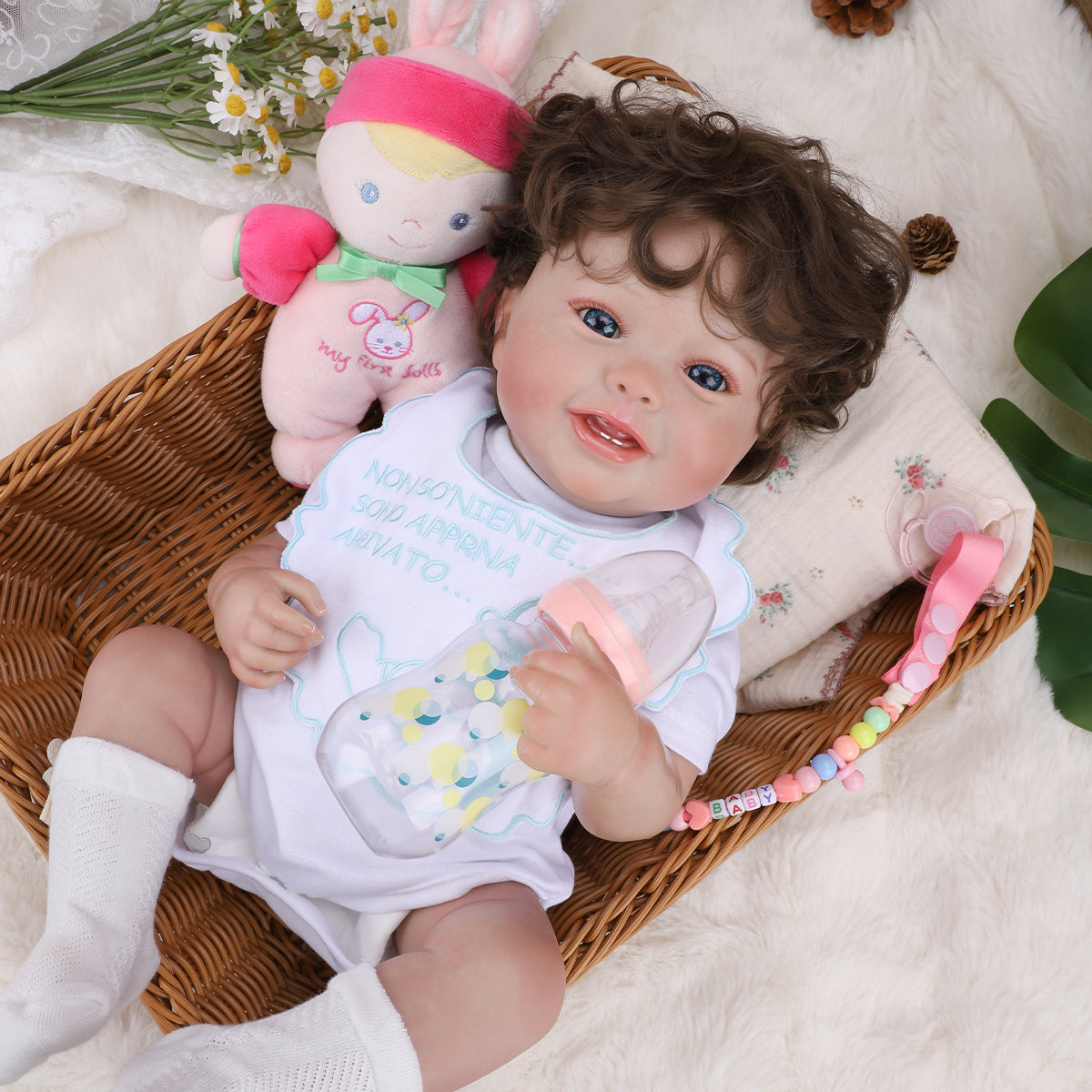 Brastoy Bebê Reborn Boneca 48cm Menina Sorridente Silicone Realista OTA-IG570CS