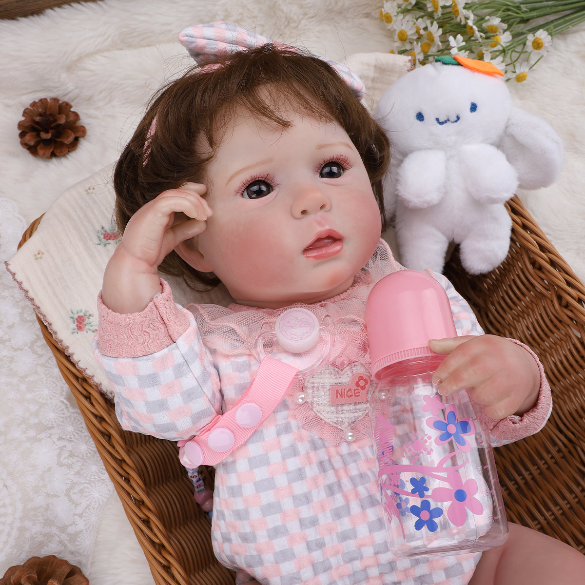 Brastoy Bebê Reborn Boneca Silicone Menina Realita Pintada 48cm OTA-IG249CS