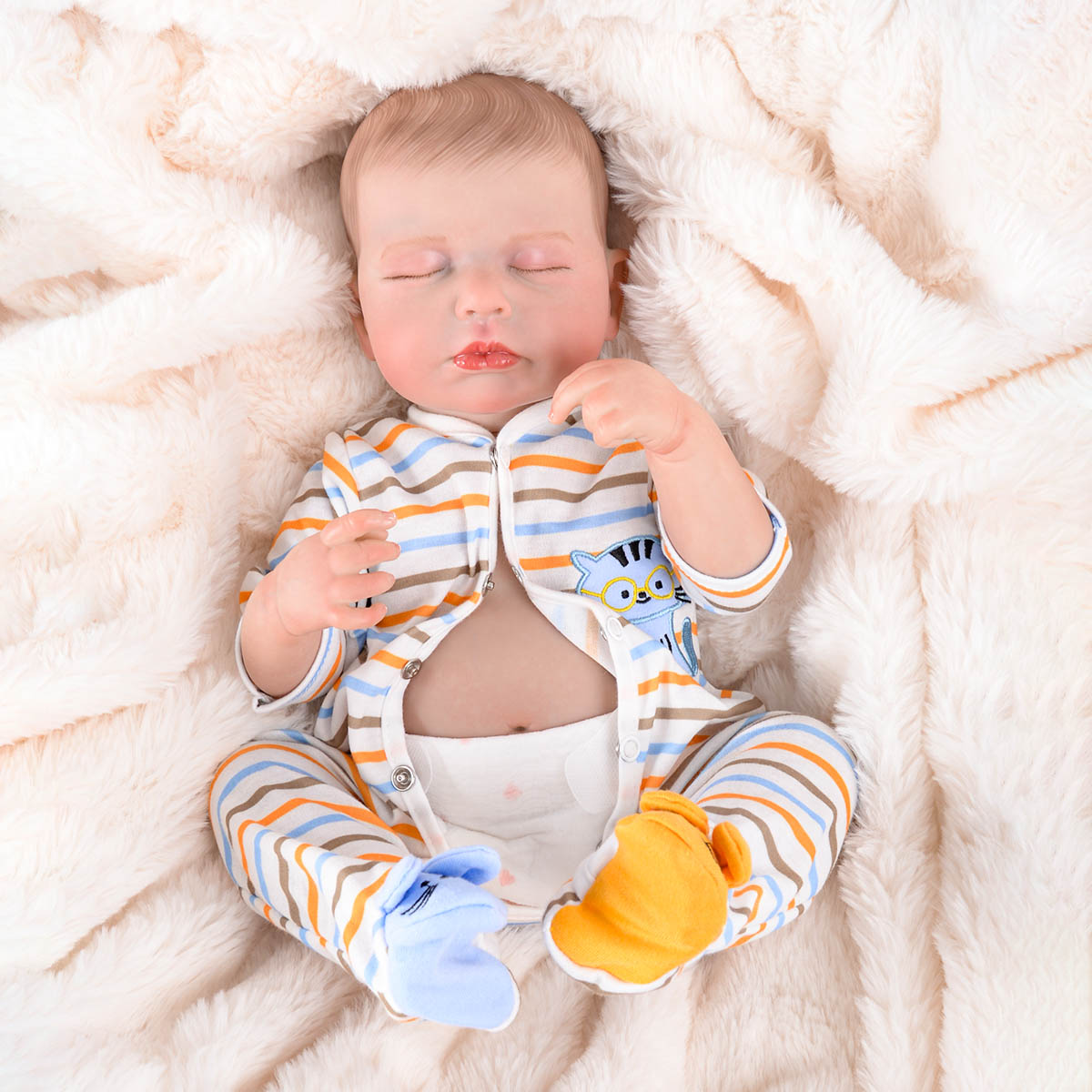 Brastoy Bebê Reborn Boneca Pintada Silicone Realistic Menino 48cm OE-IG543RB