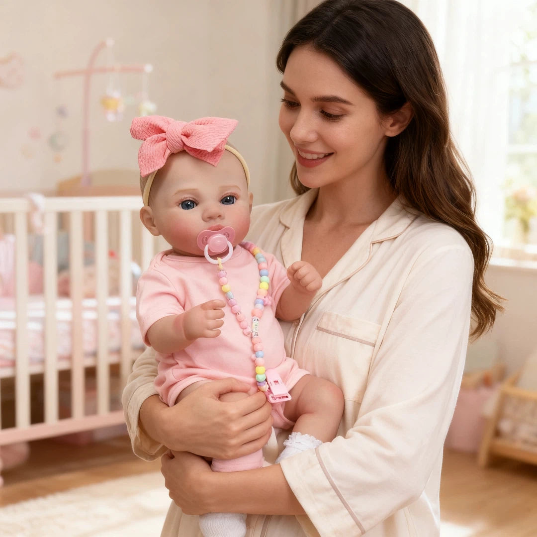 Brastoy Bebê Reborn Boneca Silicone 48cm Menina Realista Pintado Original Olhos Azuis OTA-IG534CS