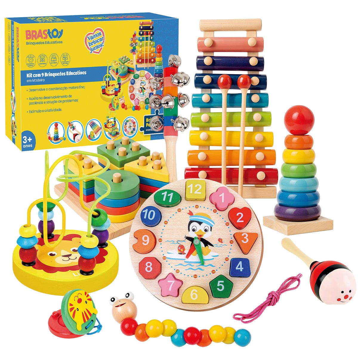 Brinquedo Educativo Montessori - Conjunto de Madeira com 8 Peças, Para Crianças de 1 a 3 Anos  KJ9104YZ