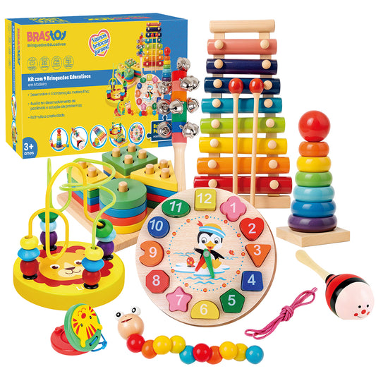 Brinquedo Educativo Montessori - Conjunto de Madeira com 8 Peças, Para Crianças de 1 a 3 Anos  KJ9104YZ