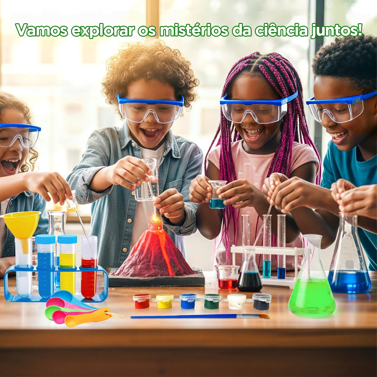 Kit de Experimentos Científicos STEM - Mais de 135 Combinações de Química, Brinquedo Educativo para Crianças a Partir de 8 Anos KJ9061HX