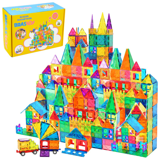 Blocos de Montar Magnéticos Construção Brinquedo Educativo Infantil 65 Peças BM438
