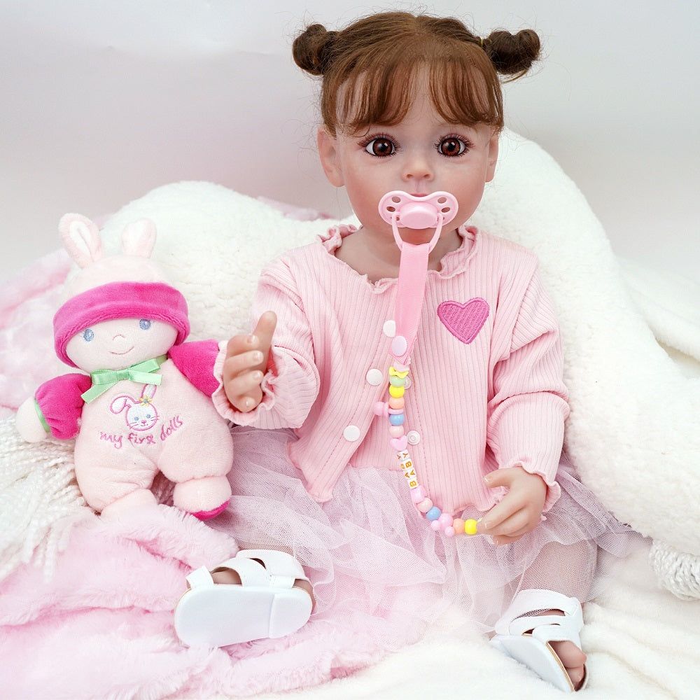 Brastoy Boneca Bebê Reborn Realista Silicone 48cm Menina Olho Fechado Barato OE-IG541RB