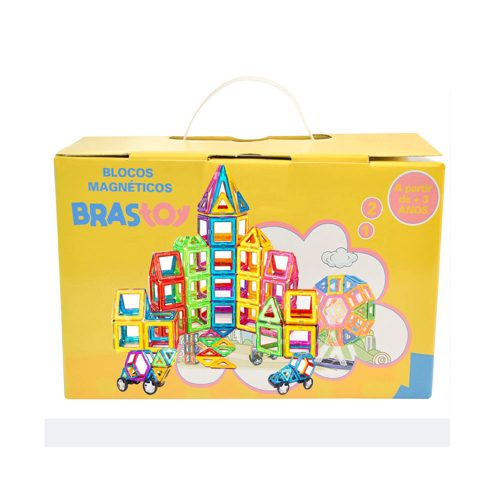 Blocos de Montar Magnéticos Construção 120 Peças Brinquedo Educativo Infantil BS-04