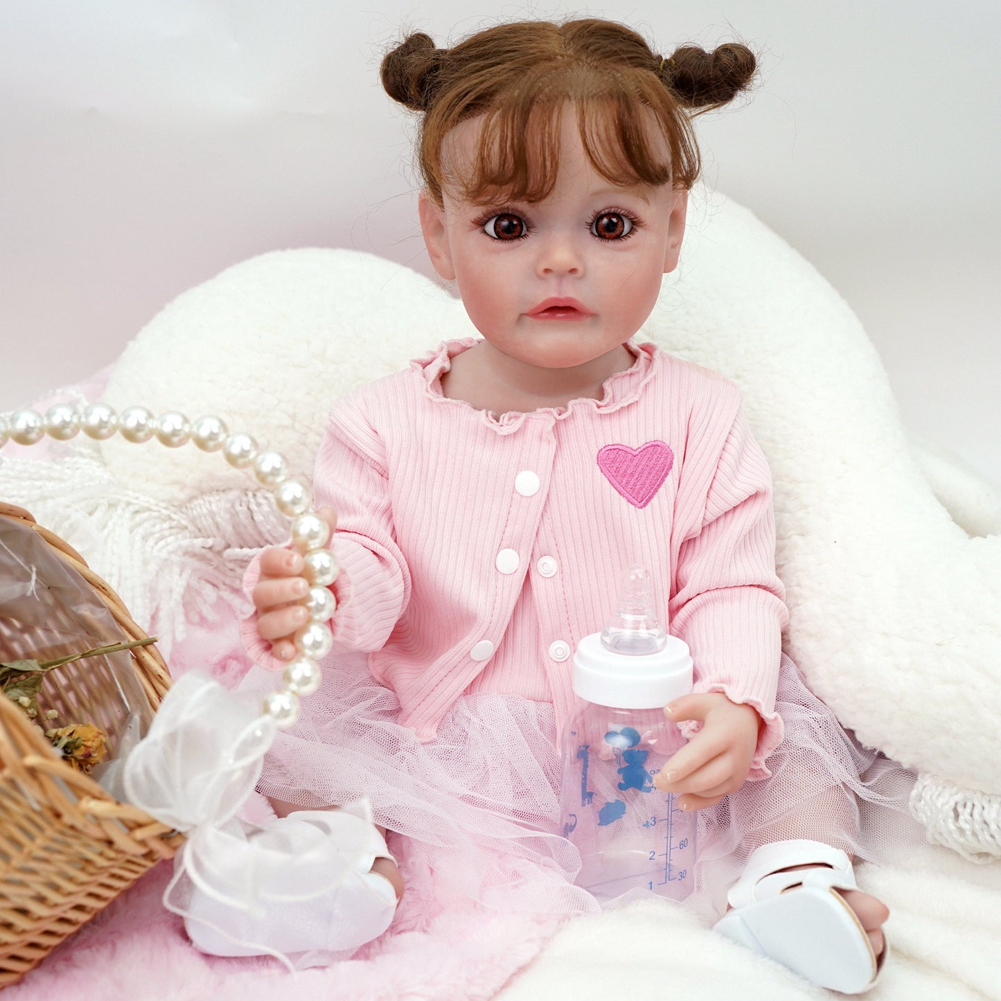 Brastoy Boneca Bebê Reborn Realista Silicone 48cm Menina Olho Fechado Barato OE-IG541RB