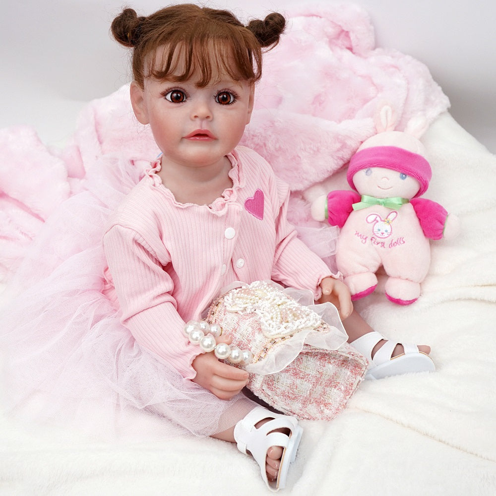Brastoy Boneca Bebê Reborn Realista Silicone 48cm Menina Olho Fechado Barato OE-IG541RB