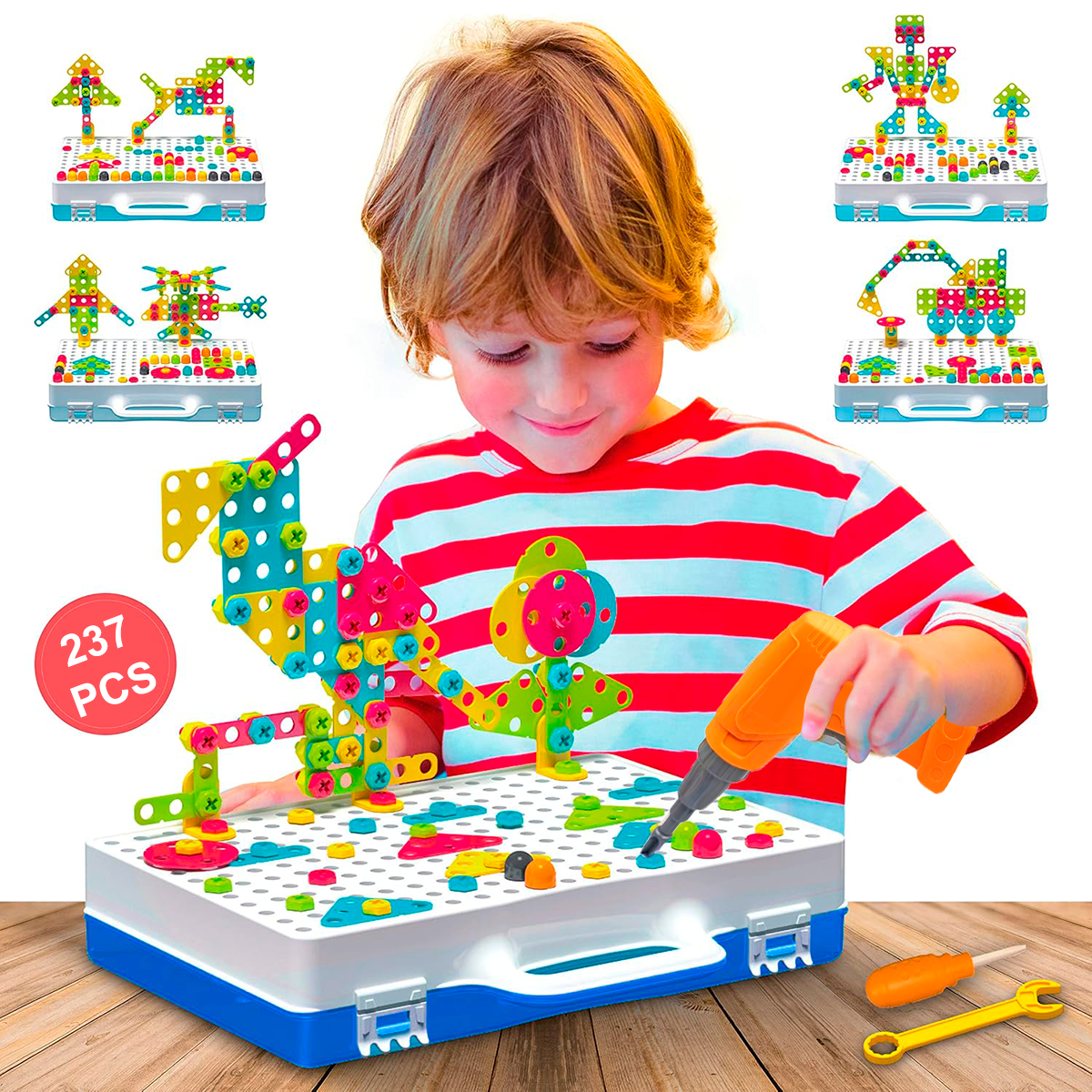 Blocos de Montar Construção Ferramentas Criativas STEM Brinquedos Infantil 237 Peças KJ9086BC