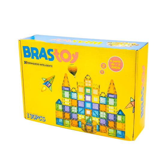 Blocos de Montar Magnéticos Construção Brinquedo Educativo Infantil (130 Peças) OTA-BM439