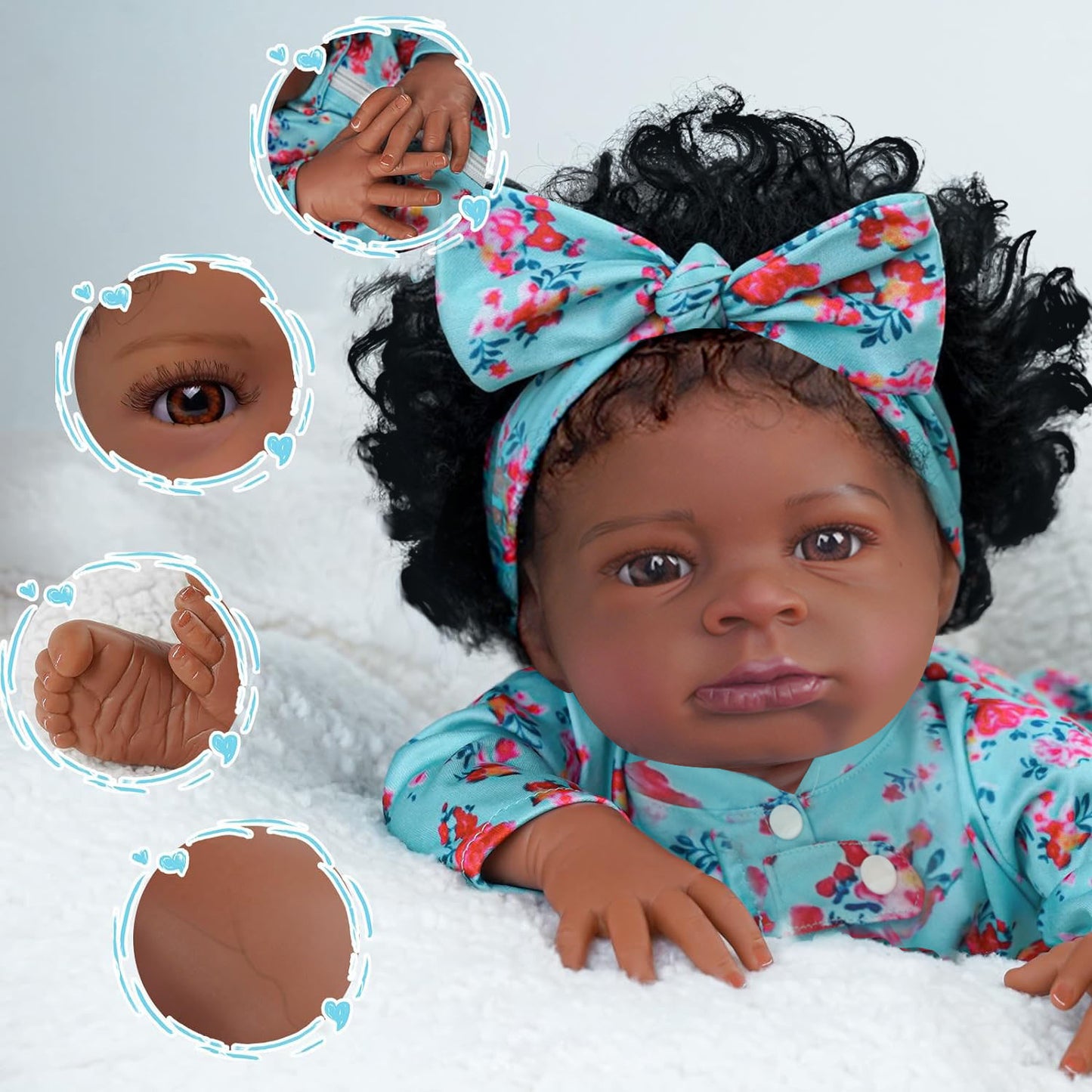 Brastoy Bebe Reborn Boneca Silicone Realista Negras 55cm OTA-IG556CS
