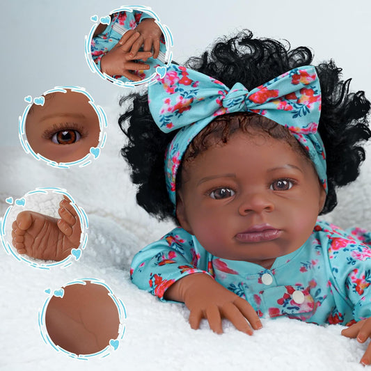 Brastoy Bebe Reborn Boneca Silicone Realista Negras 55cm OTA-IG556CS