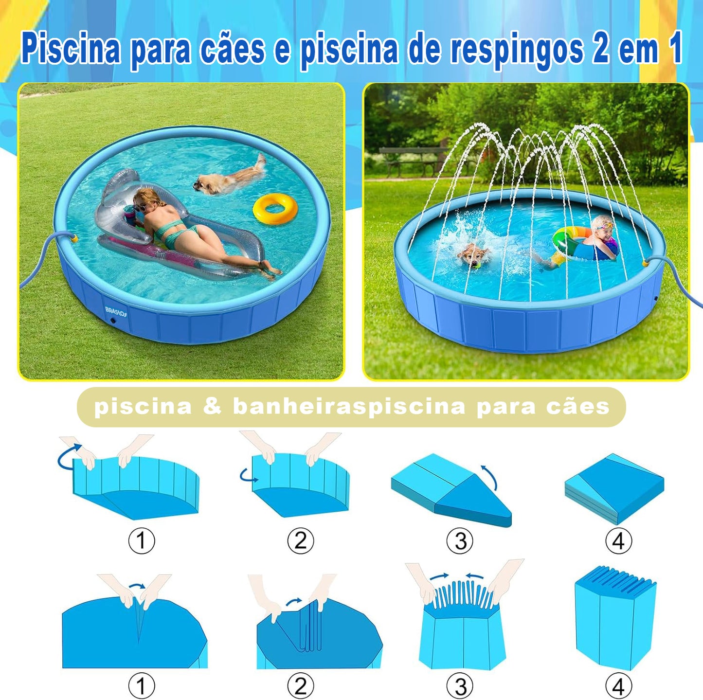 Brastoy Splash Sprinkler Piscina Dobrável Para Crianças Pet YG-022