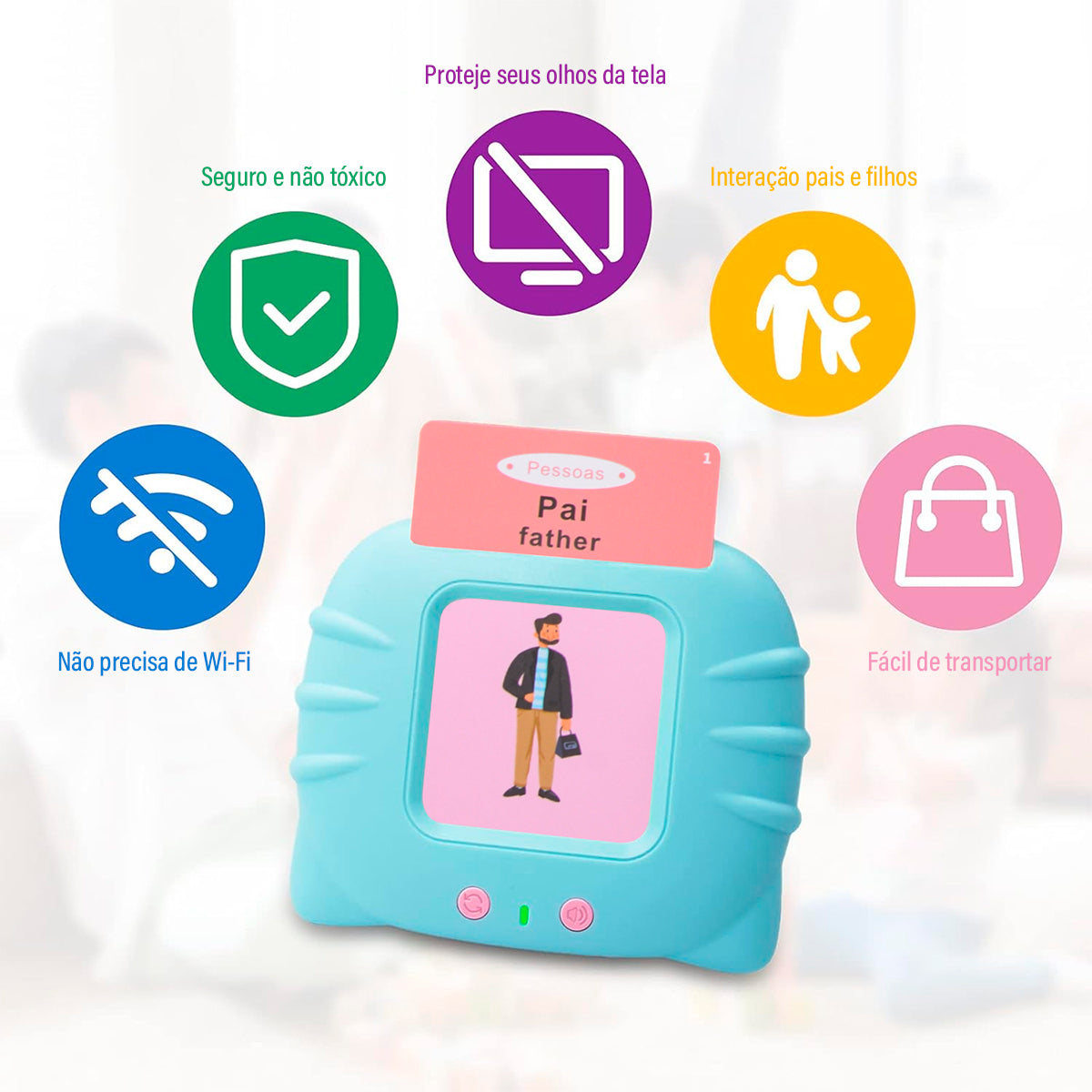 Cartões de Aprendizagem Montessori Educativo Infantil Com Leitor Flash Em Português e Inglês OTA-116CL