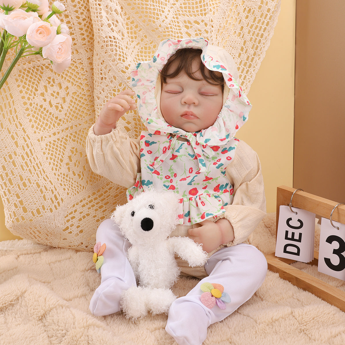 Brastoy Boneca Bebê Reborn Pintada Menina Marry 55cm Silicone OTA-IG587CS