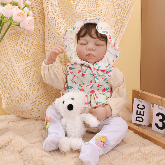 Brastoy Boneca Bebê Reborn Pintada Menina Marry 55cm Silicone OTA-IG587CS