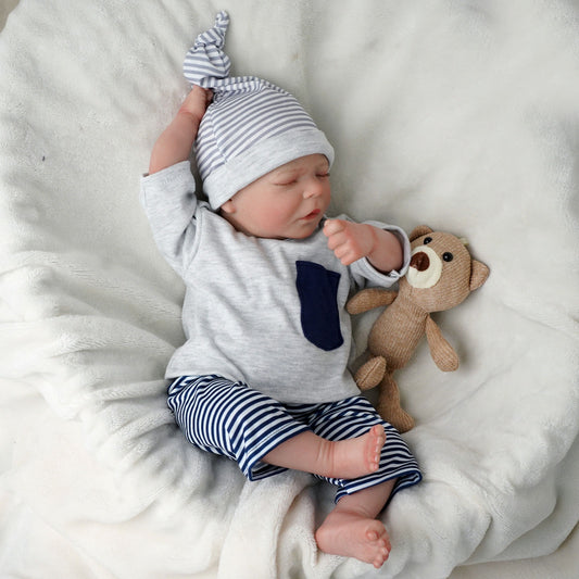 Brastoy Bebê Reborn Boneco 100% Silicone Menino Realista 48cm OTA-IG262CS