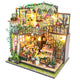 Blocos de Montar Construção Casas de Flores Madeira DIY Brinquedos Infantil Com Luz LED (Casa)   KJ9050JZ