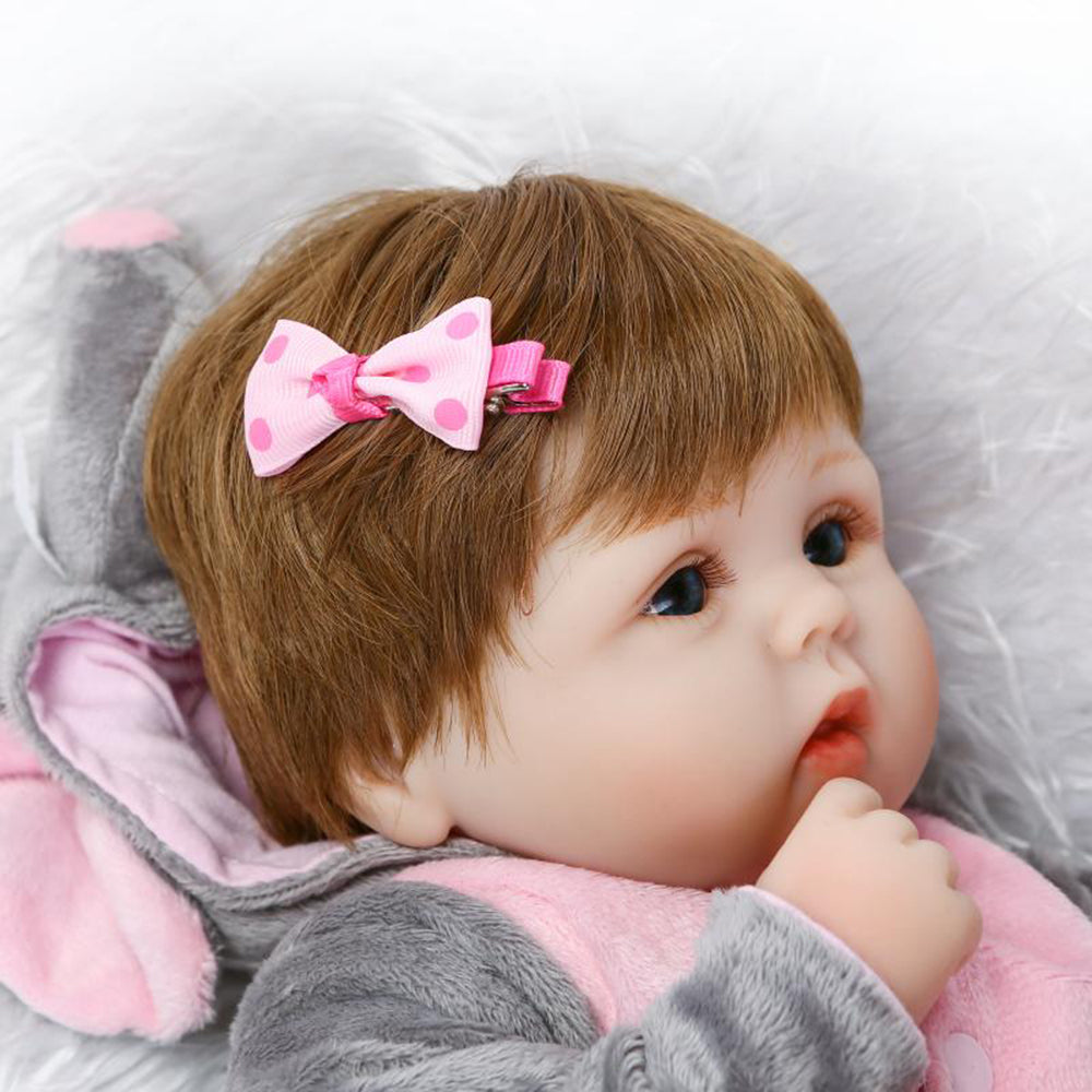 Boneca Bebê Reborn Silicone Menina Elefante 48cm Brastoy IG-513