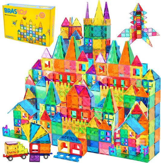 Blocos de Montar Magnéticos Construção Brinquedo Educativo Infantil (130 Peças) OTA-BM439