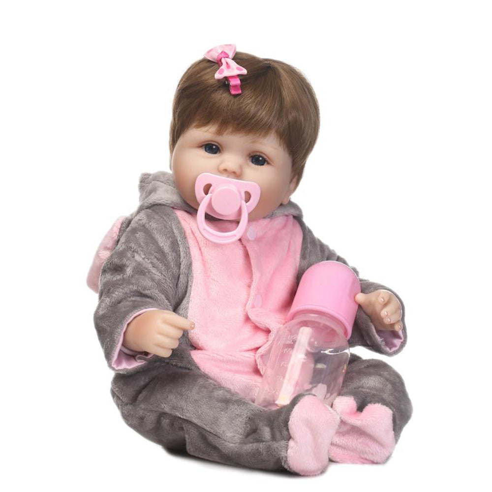 Boneca Bebê Reborn Silicone Menina Elefante 48cm Brastoy IG-513