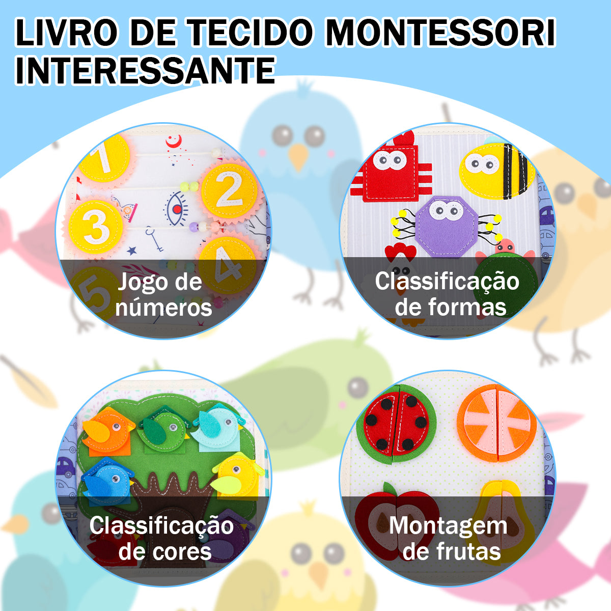 Montessori Prancha de Atividades Educativa - Para Crianças a Partir de 3 Anos, Brinquedo Infantil OTA-BM133