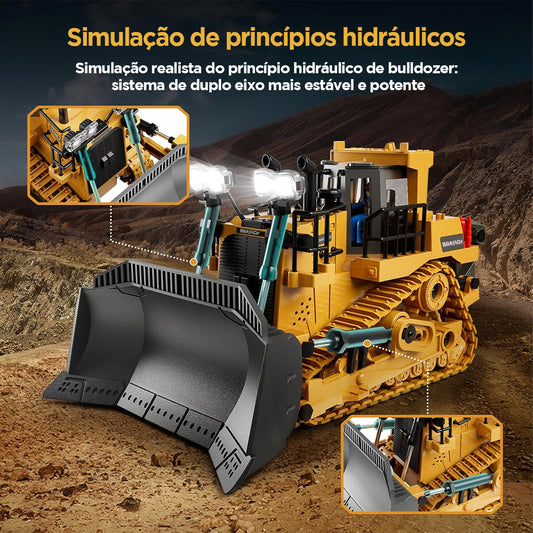 STEM Brinquedo Bulldozer de Controle Remoto - aminhão de Construção de Controle Remoto, Presente Ideal para Crianças de 6 Anos ou Mais TC992T