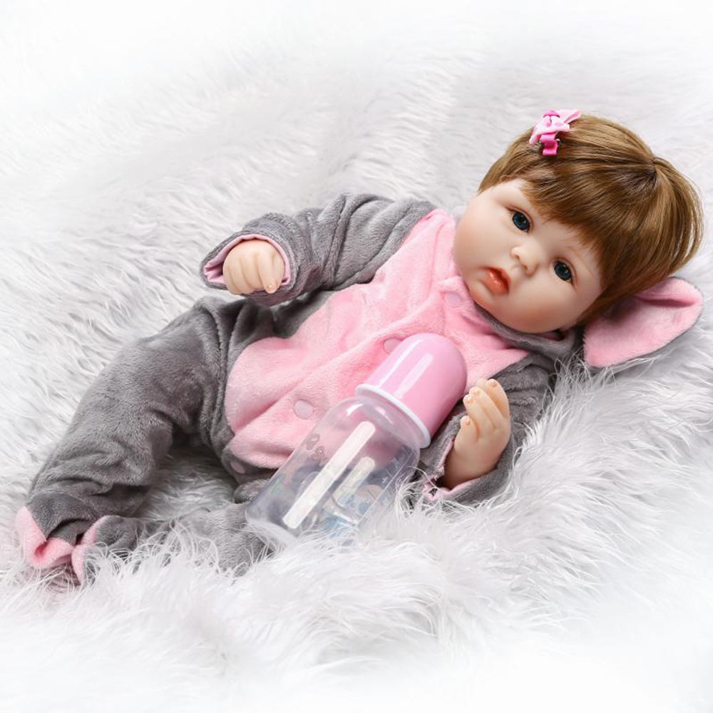 Boneca Bebê Reborn Silicone Menina Elefante 48cm Brastoy IG-513