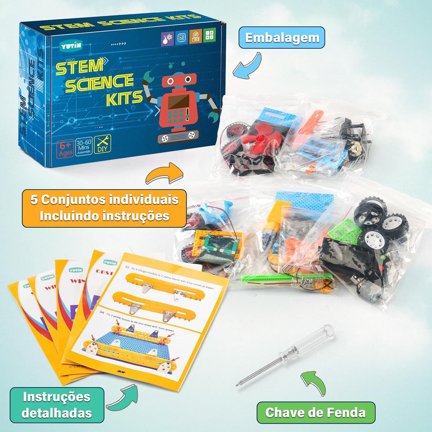 5 em 1 Brinquedos Criativos e Engraçados DIY - STEM Brinquedos Adequados para Crianças   KJ9035WL