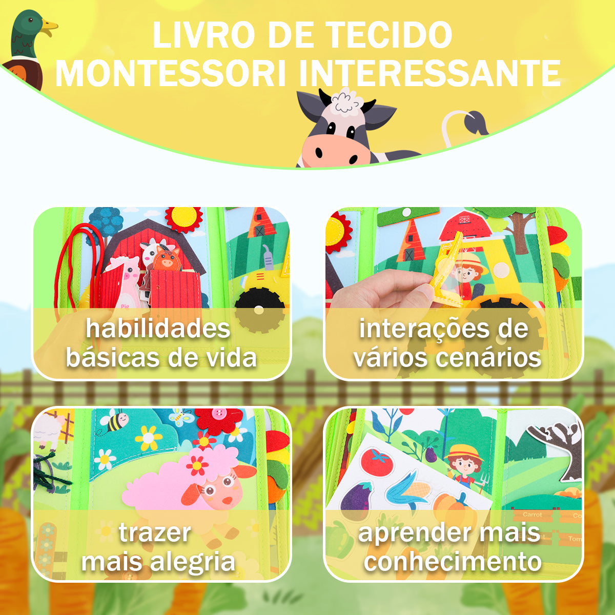 Montessori Prancha de Atividades Educativa - Para Crianças a Partir de 3 Anos, Brinquedo Infantil   OTA-BM134