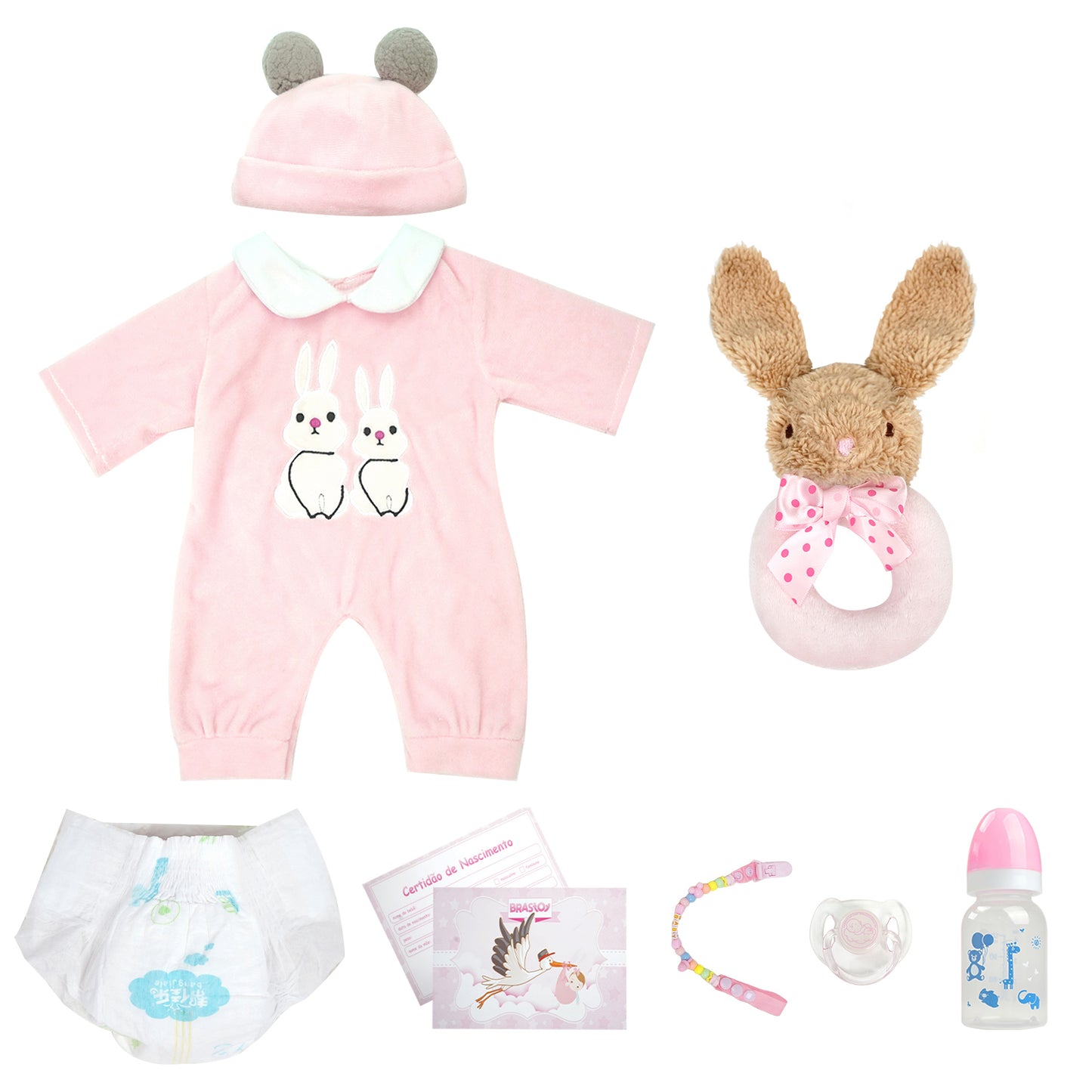 Brastoy Boneca Bebê Reborn Realista Silicone 48cm Menina Olho Fechado Barato OTA-IG558CS
