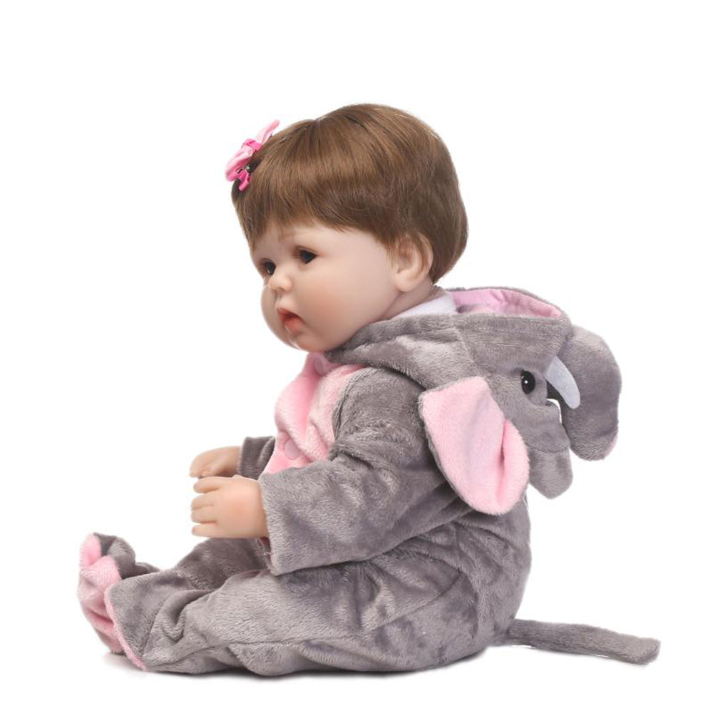 Boneca Bebê Reborn Silicone Menina Elefante 48cm Brastoy IG-513