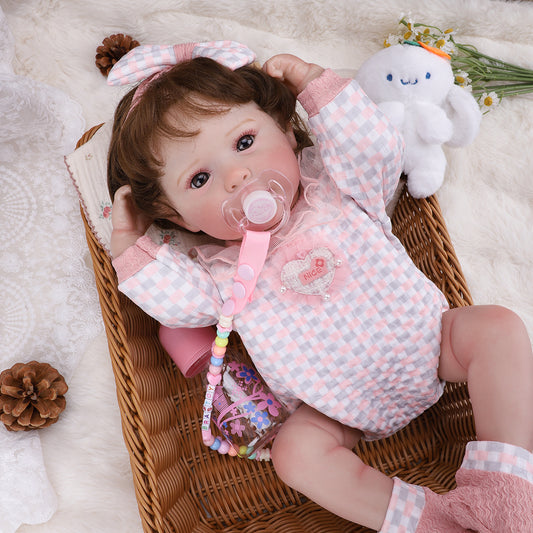 Brastoy Bebê Reborn Boneca Silicone Menina Realita Pintada 48cm OTA-IG249CS