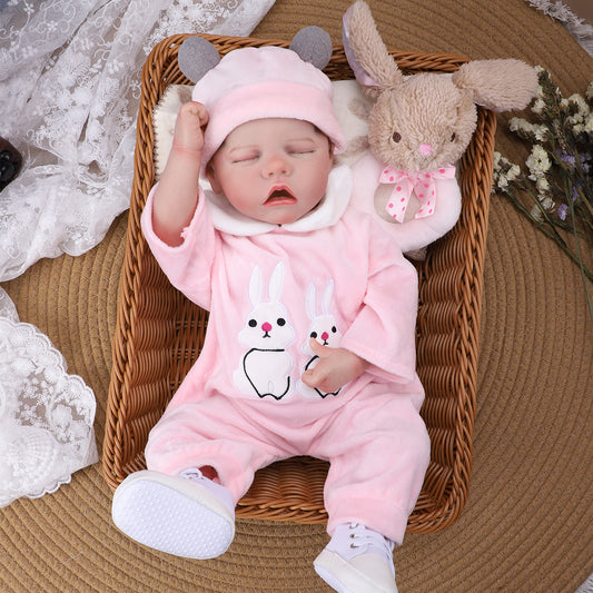 Brastoy Boneca Bebê Reborn Realista Silicone 48cm Menina Olho Fechado Barato OTA-IG558CS