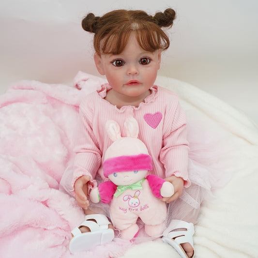 Brastoy Boneca Bebê Reborn Realista Silicone 48cm Menina Olho Fechado Barato OE-IG541RB