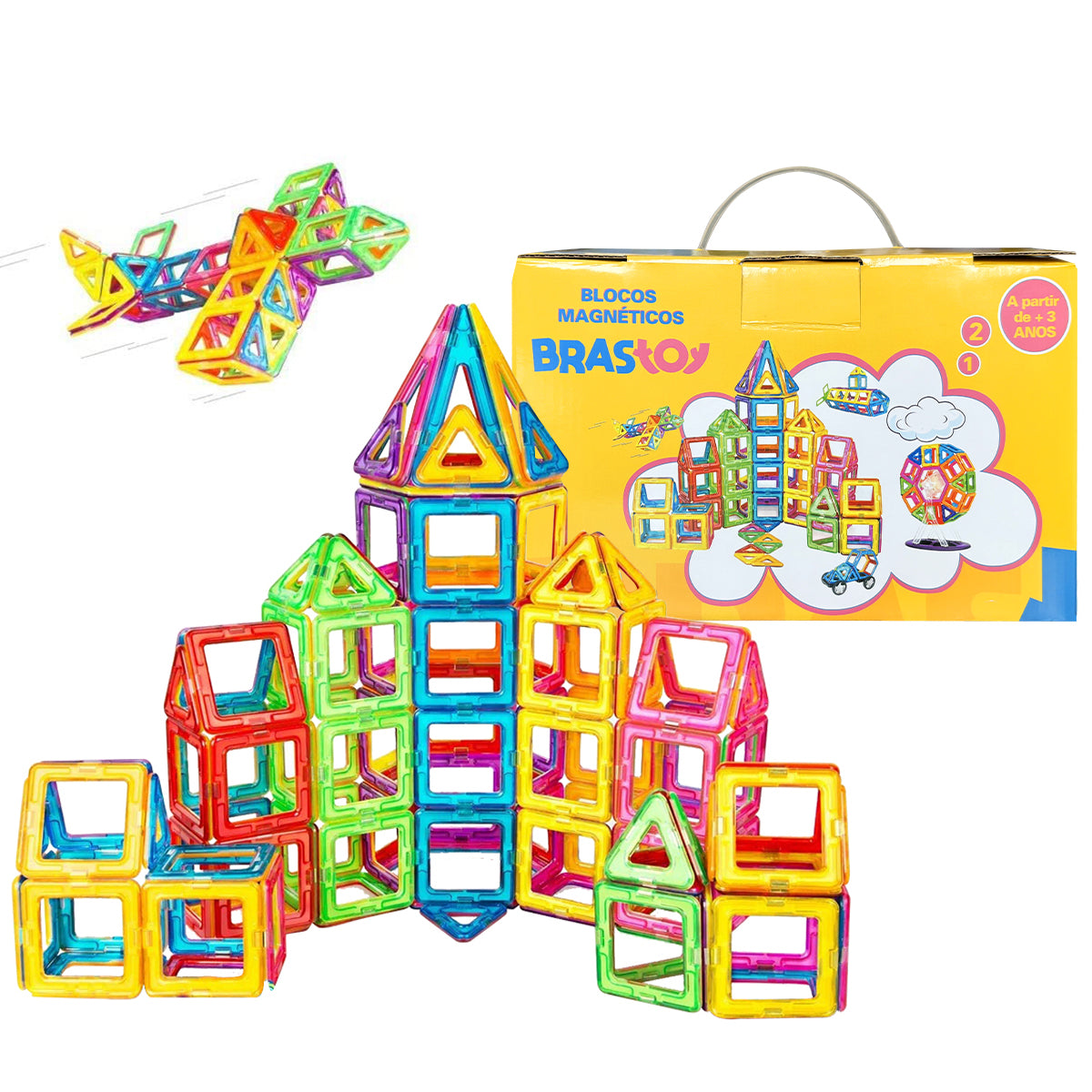 Blocos de Montar Magnéticos Construção 120 Peças Brinquedo Educativo Infantil BS-04