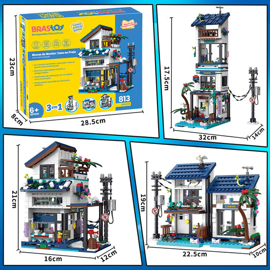 Blocos de Montar Construção Brinquedo STEM Arquitetura Edifício Casa DIY 4.9mm Compatível (813 Peças) KJ9046HJ