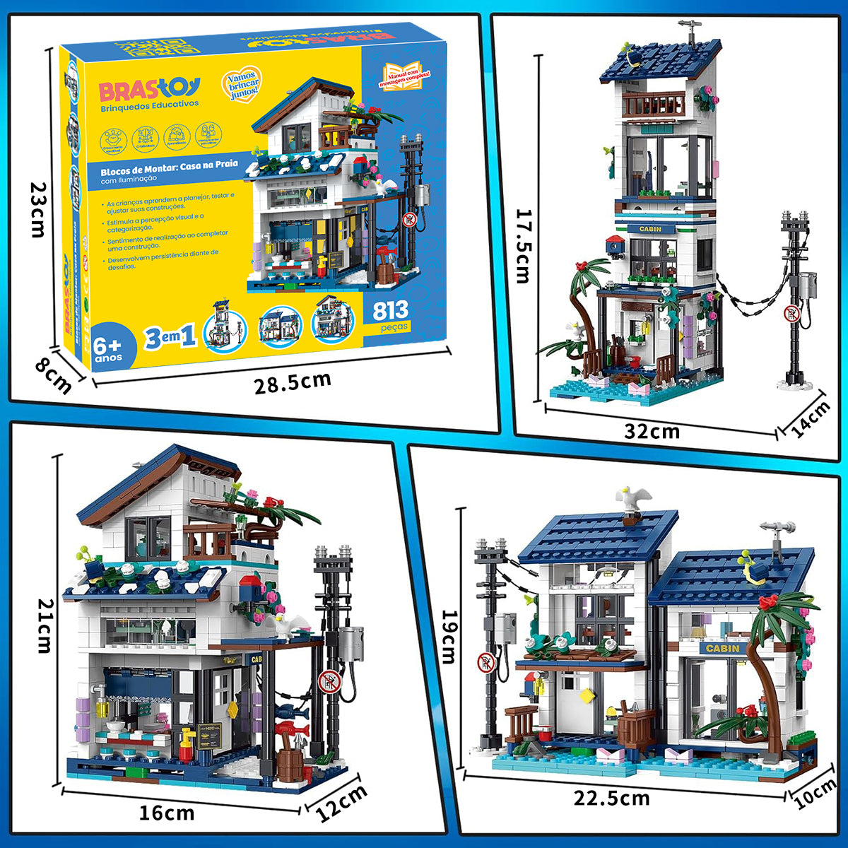 Blocos de Montar Construção Brinquedo STEM Arquitetura Edifício Casa DIY 4.9mm Compatível (813 Peças)    KJ9046HJ
