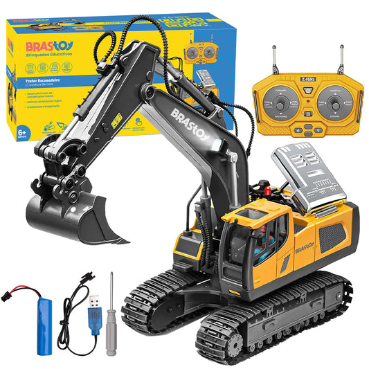 STEM Brinquedos  Escavadeira de Controle Remoto - Caminhão de Construção de Controle Remoto, Presente para Crianças de 4 a 11 Anos TC990
