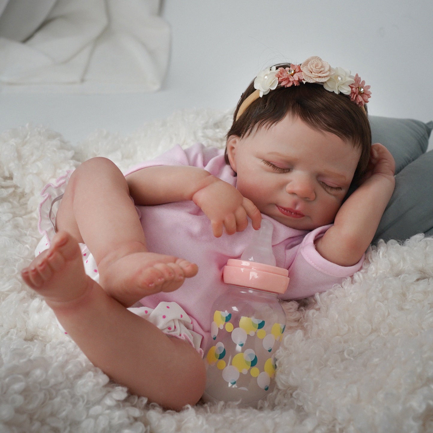 Brastoy Bebe Reborn Menina Boneca 100% Silicone Realista Pintada Rosa Boneca 48cm OTA-IG584CS