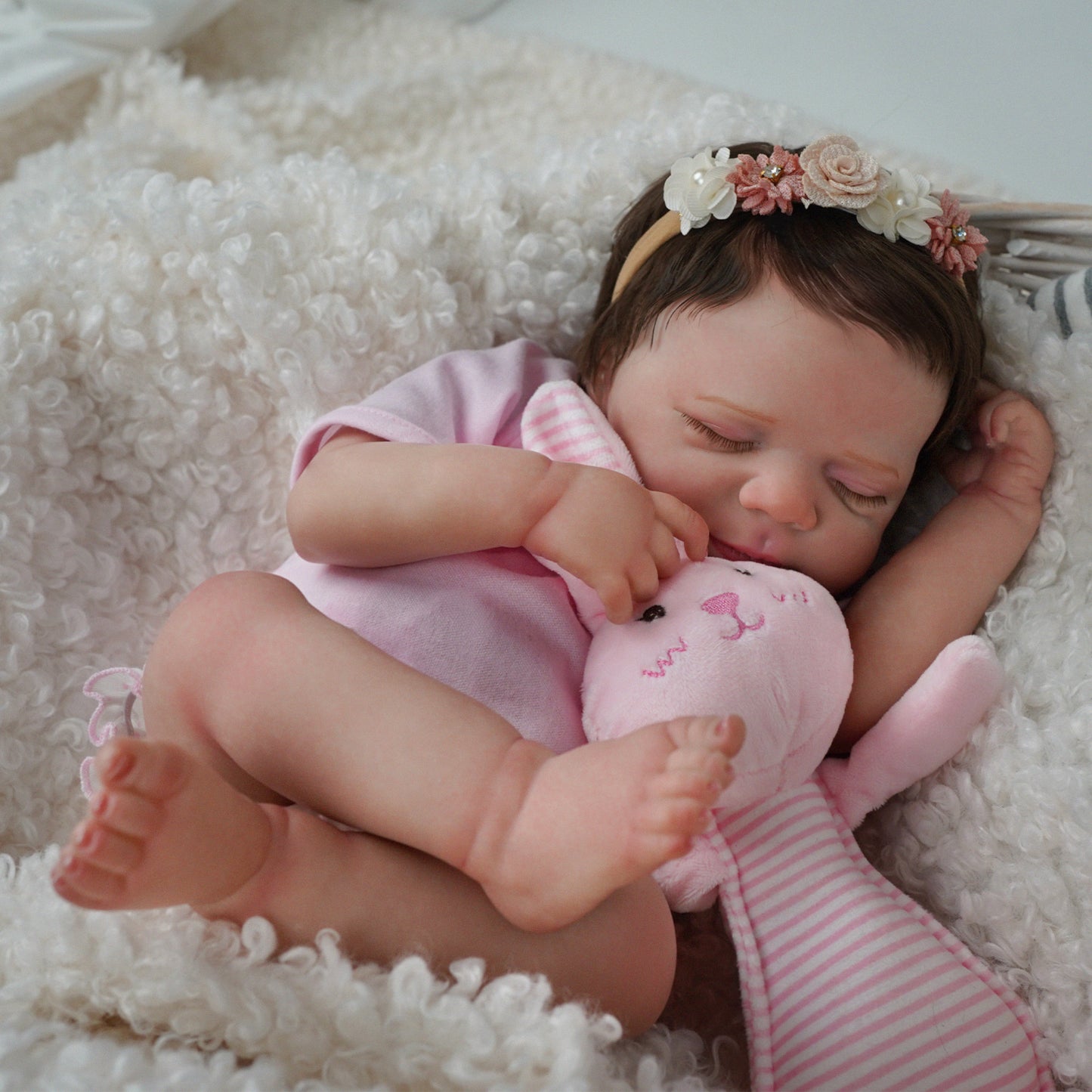 Brastoy Bebe Reborn Menina Boneca 100% Silicone Realista Pintada Rosa Boneca 48cm OTA-IG584CS