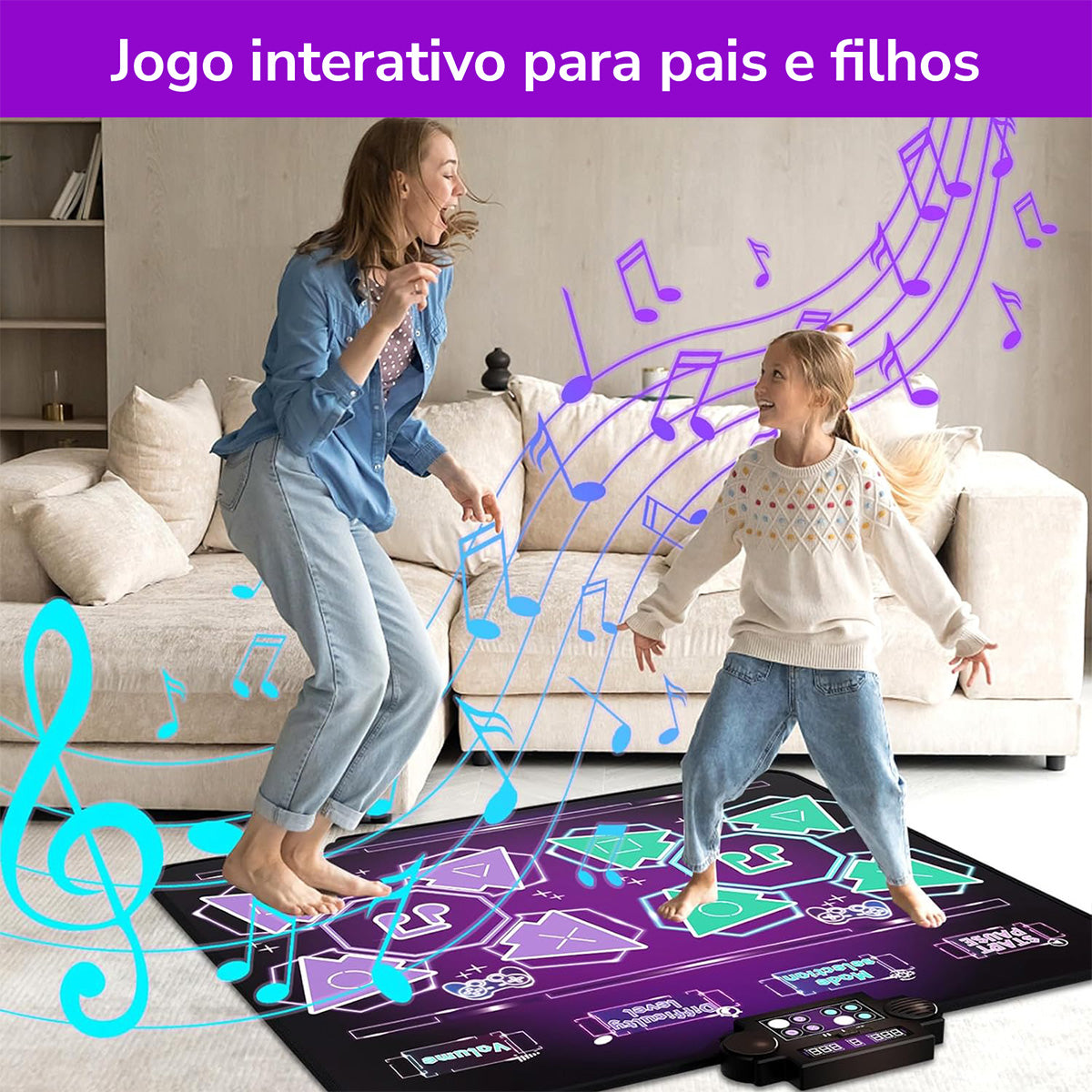 Aqui está o texto ajustado conforme solicitado (iniciais maiúsculas, com preposições em minúsculo):  Tapete de Dança, Tapete de Dança Duplo para Crianças, Tapete de Dança Rítmica Infantil com Diferentes Níveis de Dificuldade  KJ9080DZ