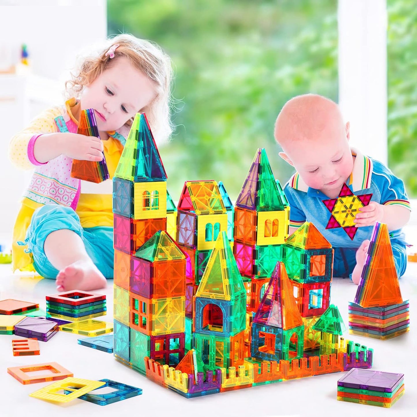 Blocos de Montar Magnéticos Construção Brinquedo Educativo Infantil (130 Peças) OTA-BM439