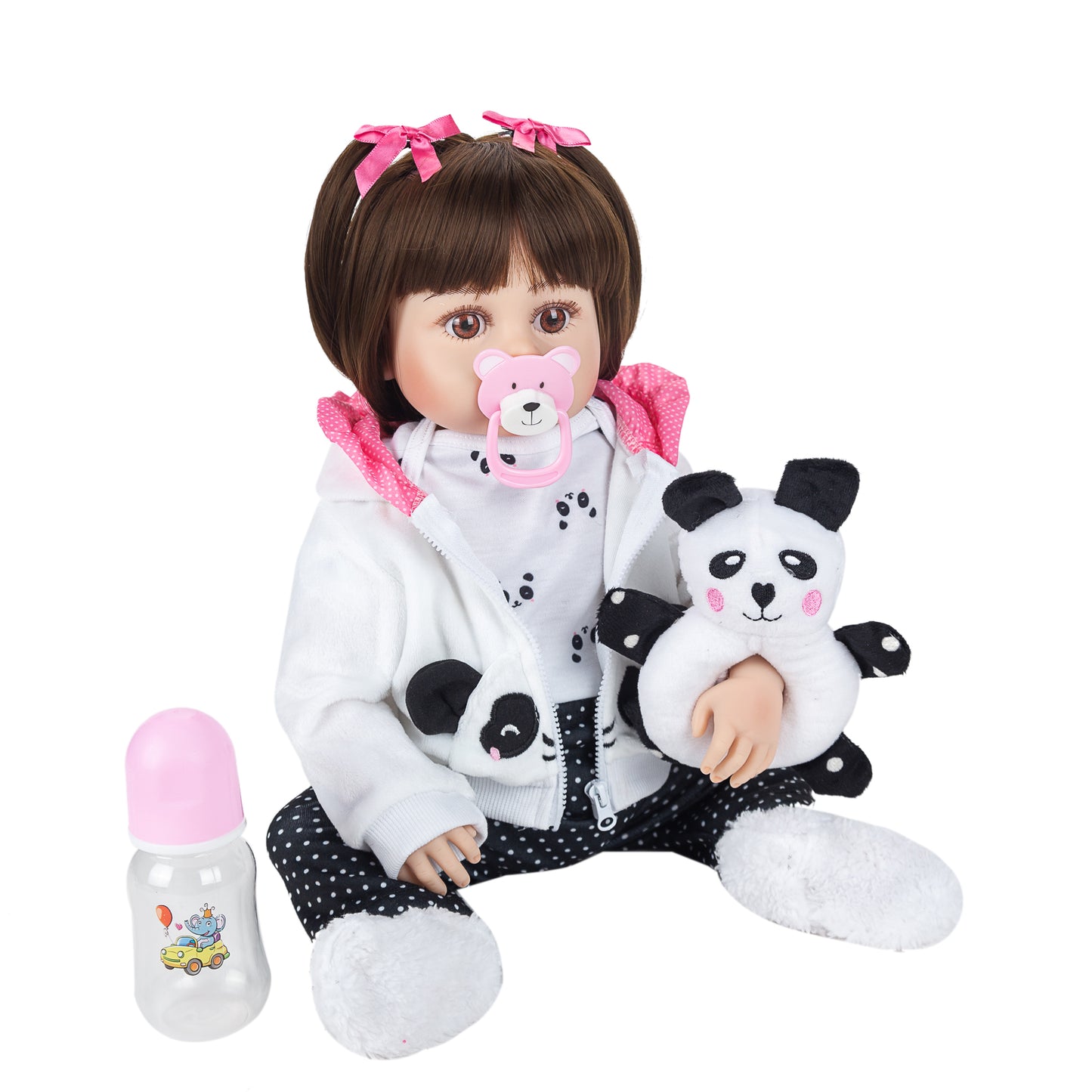 Brastoy Bebe Reborn Menina Panda 100% Silicone Com Acessórios IG-510
