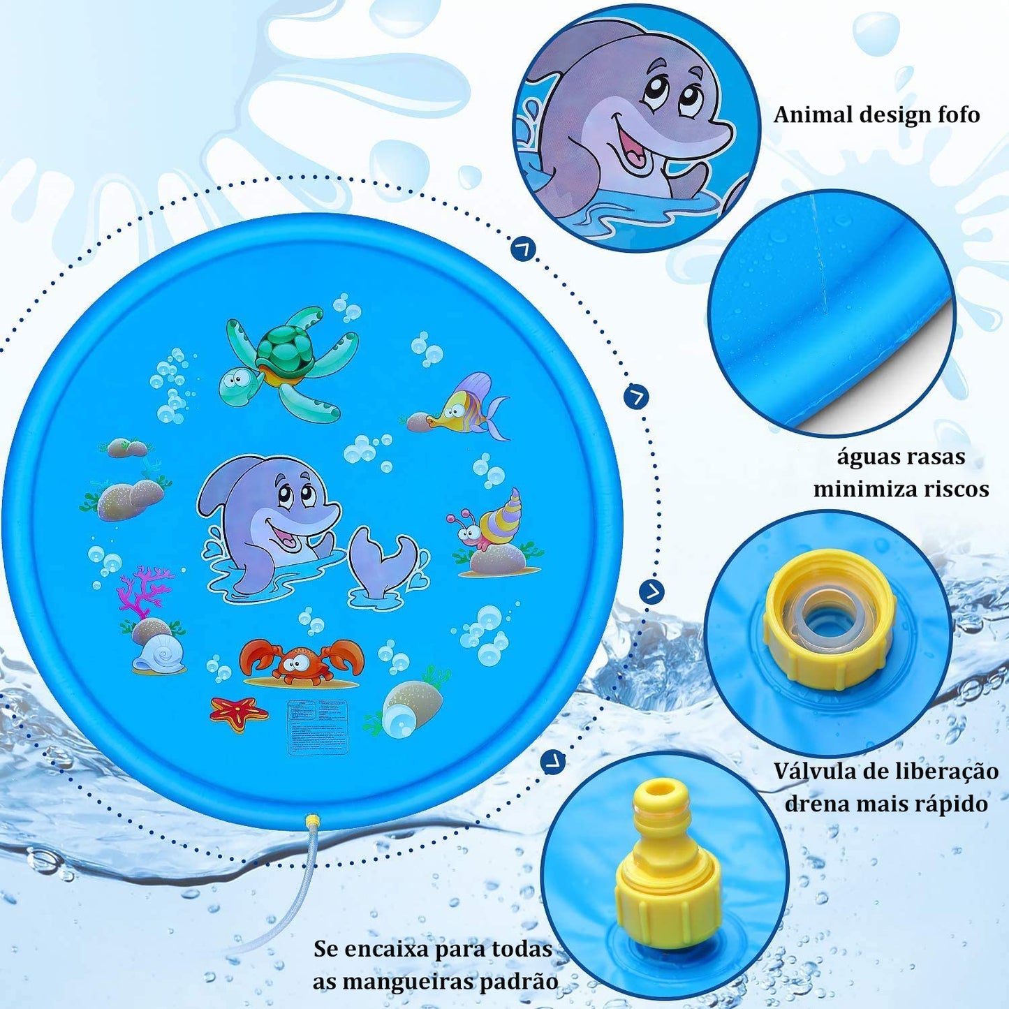 Brastoy Splash Pad Sprinkler Esteira Piscina Inflável Infantil 170cm YG-020