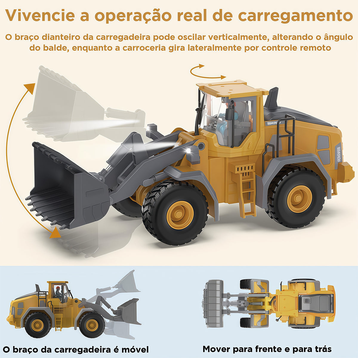 STEM Brinquedo Carregadeira de Controle Remoto - Caminhão de Construção de Controle Remoto, Presente para Crianças de 6 Anos ou Mais  TC991C
